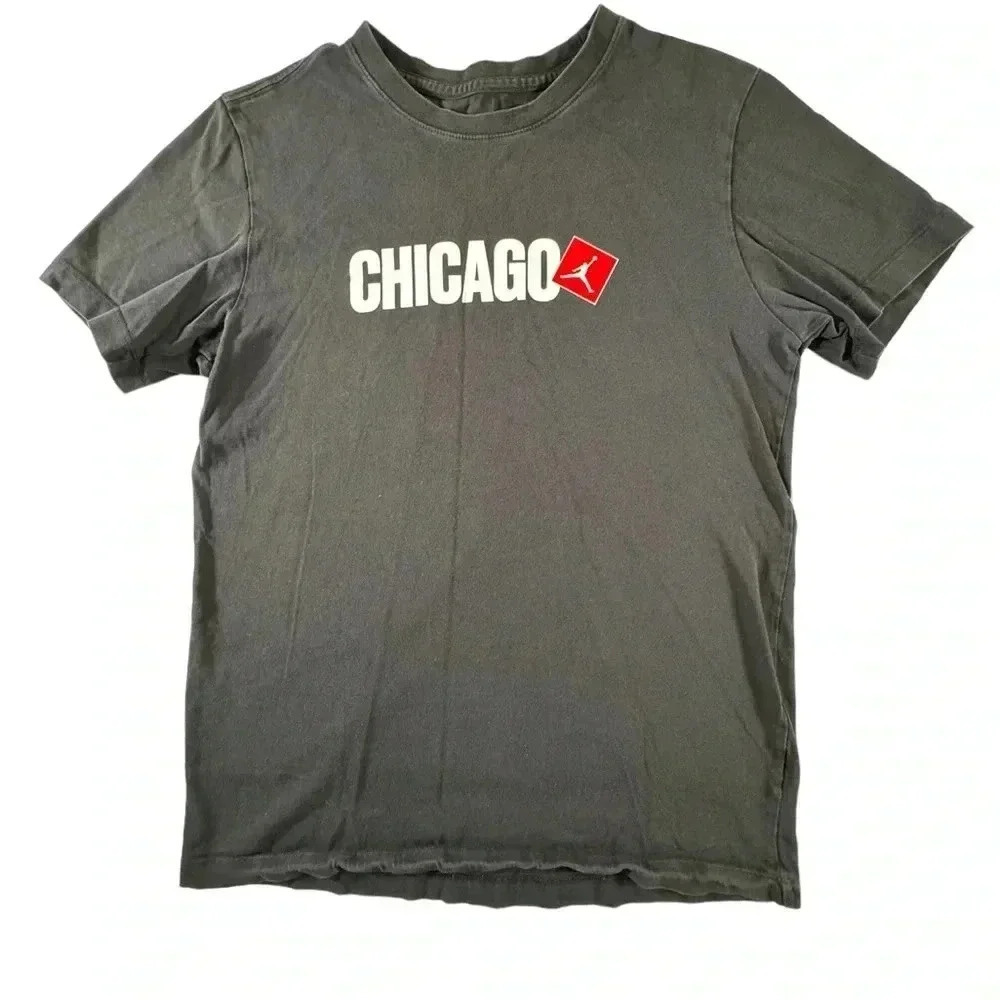 Nike Air Jordan Shirt Mens Small Black Windy City Chicago Graphic Short Sleeve